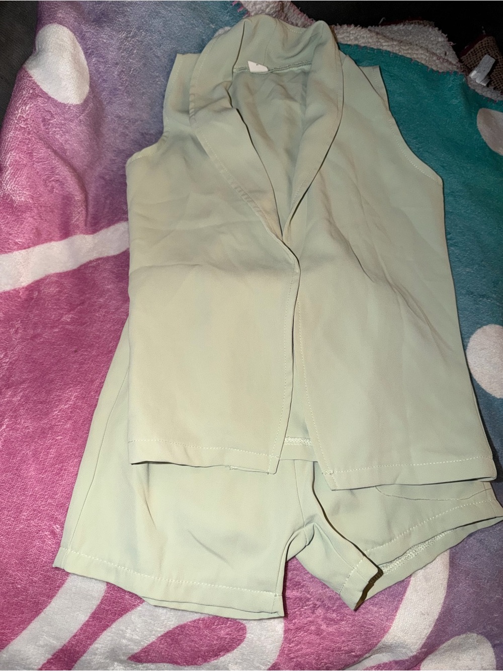 SHEIN Mint Green Sleeveless Romper Set